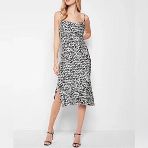 Express Abstract Print Drape Neck Satin Slip Dress Black White Small